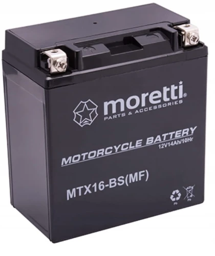 Akumulator do motocykla, do kosiarki 14Ah 12V 230A AGM GEL Moretti MTX16