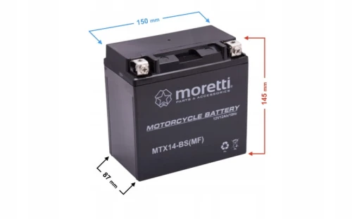 Akumulator motocyklowy 12Ah AGM (Gel) MTX14-BS Moretti