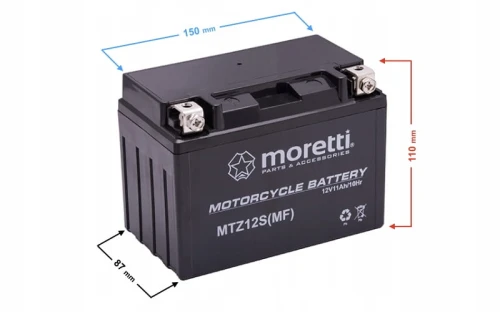 Akumulator AGM (Gel) MTZ12S Moretti 11Ah 12V QUAD
