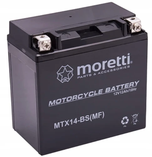 Akumulator motocyklowy skuter quad kosiarka 12Ah AGM / GEL MTX14-BS Moretti