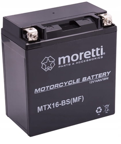 Akumulator do motocykla, do kosiarki 14Ah 12V 230A AGM GEL Moretti MTX16