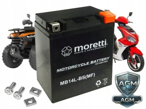 Akumulator 12V 12Ah AGM YB14L-A2 YB14L-B2 Moretti MB14L-BS Motocykl Zalany
