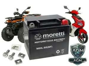 Akumulator 12V 9Ah AGM YB9L-B Moretti MB9L-BS 12N9-3B Prawy Plus Świeży