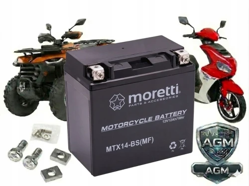 Akumulator 12V 12Ah AGM YTX14-BS Moretti MTX14-BS BMW VFR KTM Zalany Świeży