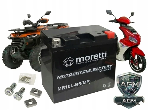 Akumulator 12V 10Ah AGM YB10L-B2 Moretti MB10LBS Virago Quad 150 200 Świeży