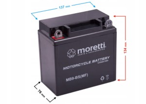 Akumulator do quada, do skutera, do kosiarki 9Ah Moretti AGM/GEL 130A 2025r MB9